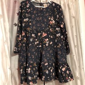 Oshkosh dress two shades of blue with flowers long sleeve 5t